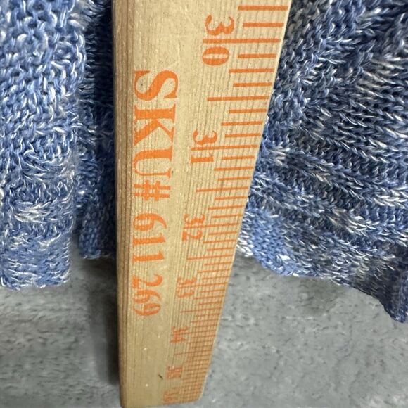 Two One Two New York Open Front Cardigan Long Sleeve Women Large Bluen Knit - Picture 6 of 7